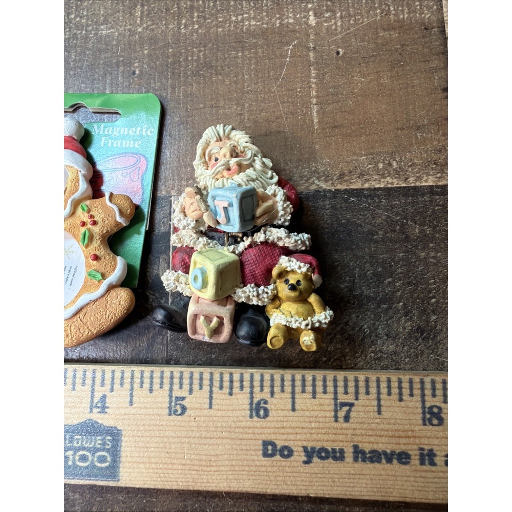 Christmas Refrigerator Magnets Resin Angel Gingerbread Santa Vintage Lot Of 3 - Picture 14 of 16